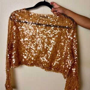 Zara Gold Sequin Knit Top